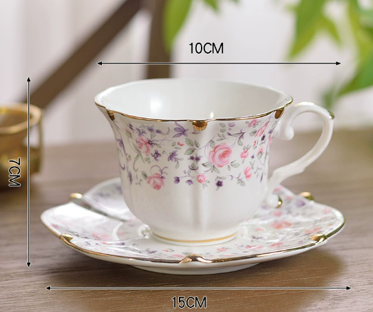 Pink rose cup and saucer - 200ml