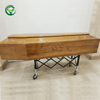 Cercueil en bois de paulownia solide et bon marché de style européen, provenant de fournitures funéraires chinoises, cercueil de crémation en bois de peuplier de Caoxian