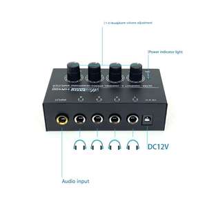 Amplificateur de <span class=keywords><strong>casque</strong></span> <span class=keywords><strong>4</strong></span> voies HA400 de haute qualité Noir 110V-240V Mini amplificateur de puissance pour moniteur de <span class=keywords><strong>casque</strong></span> - Product Image 3