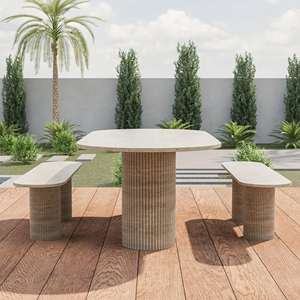 Обеденный набор из мрамора Travertine <span class=keywords><strong>Beige</strong></span> для улицы от Kumusi Furniture Como - Product Image 1