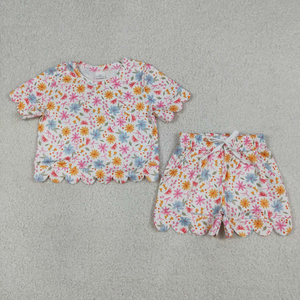 Conjunto de Ropa Casual de Boutique para Niñas con Flores, Trajes de Verano con Volantes, Ropa de Moda Infantil al por Mayor, Precio de Fábrica - Product Image 4