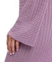 Robe pull en tricot torsadé pour femme 100% coton à manches longues col en V pull robe mi-longue
