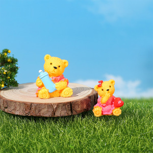 Miniature Teddy <b>Bear</b> Figurines Resin Garden Ornaments Indoor Outdoor Decor <b>Cute</b> Animal Shape Painted Craft - Product Image 3