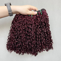 Extensions de cheveux humains Super Double Drawn, couleur piano, boucles Pixie, lots de mèches de cheveux bouclés bruts