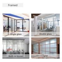 Cloison de séparation en verre pour bureau, design moderne, cadre en aluminium, structure verticale, cloison de séparation de pièce en verre