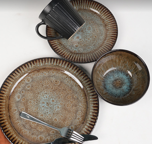 Set di Stoviglie in Ceramica Scanalata da 16 Pezzi per 4 Persone, Stile Rustico Moderno, Lavabile in Lavastoviglie e Utilizzabile nel Microonde, Sostenibile - Product Image 5