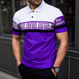Chemise <span class=keywords><strong>Homme</strong></span> 2026 Nouveau Style Brillant à Manches Longues Géométrique Imprimé Numérique Col V Relevé Coupe Ajustée Style Fin Polyester Bambou - Product Image 5