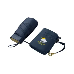 N18 ô lục giác siêu nhẹ mini cầm tay keo đen chống UV Ô Che Nắng túi chống nắng mưa kép sử dụng ô