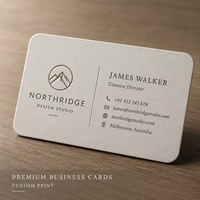 Cartes de visite modernes minimalistes gaufrées, impression recto-verso avec logo personnalisé, coins arrondis, cartes en papier pour l'identité de marque