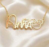 Collier personnalisé avec nom en lettre de dessin animé, en acier inoxydable plaqué or, bijoux de mode, chaîne avec pendentif personnalisé