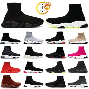 Scarpe a Calzino di Design per Uomo e Donna, Graffiti Bianco Nero Rosso Beige Rosa, <span class=keywords><strong>Suola</strong></span> Trasparente, Allacciatura, Giallo Neon, <span class=keywords><strong>Sneakers</strong></span> Speed Runner - Product Image 2