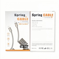Câble USB C à ressort 60W PD, charge rapide, conducteur en cuivre pur, coque en silicone liquide, anti-surchauffe pour IOS Android 1.8