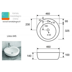 Lavabo da Appoggio Artistico Rotondo 46cm in Porcellana Opaca Effetto Marmo Modello Litos-345 per Bagno e Hotel - Product Image 4