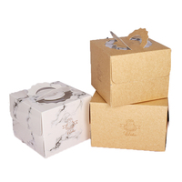 Individuell Bedruckte Marmor-Karton Bäckerei-Verpackung Faltbare Box Großhandel Maßgefertigte Kuchen-Papierbox mit Griff