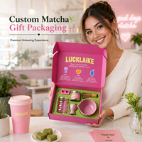 Coffret Cadeau Thé Personnalisé en Carton Ondulé – Kit Matcha Complet pour Entreprises : Boîte d'Emballage pour Poudre de Thé, Fouet, Bol et Coffrets Cadeaux