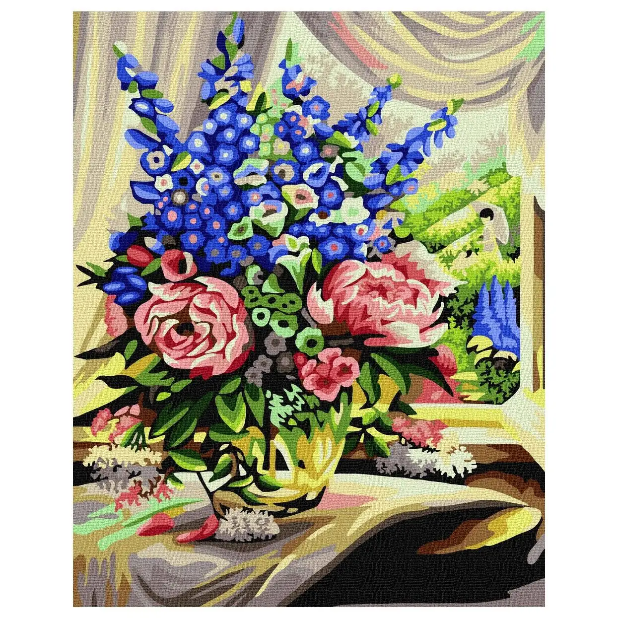 Peinture numérique de fleurs de nature morte impressionniste, images de fleurs colorées, peintures décoratives de style de maison par numéros pour adultes