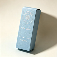 Boîte d'emballage de parfum personnalisée avec extrémité pliée, logo en feuille d'argent gaufré, boîte en papier de luxe gaufrée pour flacon de parfum cosmétique