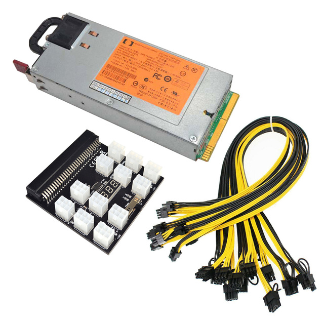 750W GPU Power Supply Server PSU Kit With Breakout Board and 12pcs PCIe 6Pin to 6+2Pin Power Cable DPS-750RB a