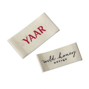 Étiquettes en tissu de coton imprimées sur mesure, accessoires vestimentaires, logo imprimé texturé personnalisé sur des étiquettes tissées pour vêtements - Product Image 2