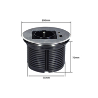 Enchufe de Corriente Alterna de Mesa BNT FR Estándar de 16 A con 1 Puerto USB-A + 1 Puerto USB-C, Aleación de Aluminio, IP44, Autoconexión a Tierra, 110-240 VCA, Uso Comercial