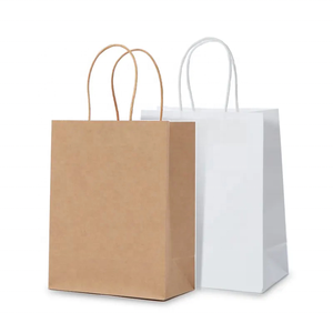 Strong Carry Packing Takeaway Bags Retail Handles Print Small clothing Shopping Custom Your Own Logo Kraft Paper Bag