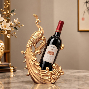 Elegante Botellero de Metal Dorado con Forma de Pavo Real para una Sola Botella, Decoración de Lujo para el Hogar, Sala de Estar o Regalo - Product Image 5