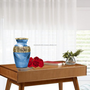 ท้องฟ้าสีฟ้าที่ระลึกงานศพที่ระลึกโกศชุด4ชิ้นสำหรับเถ้ามนุษย์ที่ทำจากทองเหลืองที่เป็นของแข็งงานฝีมือ - Product Image 4