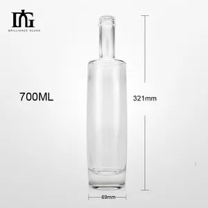 Custom empty round shape glass bottles 500ml 750ml Glass Bottles for wine liquor beverage water with stopper