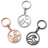 Porte-clés en alliage de zinc personnalisé avec emblème vague feuille naturelle, logo sur mesure, vente en gros, cadeau souvenir, fabricant OEM ODM en gros