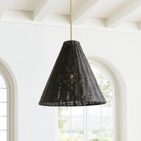 Luminaire suspendu conique en osier personnalisable, lustre en rotin naturel tissé à la main pour salle à manger et îlot de cuisine