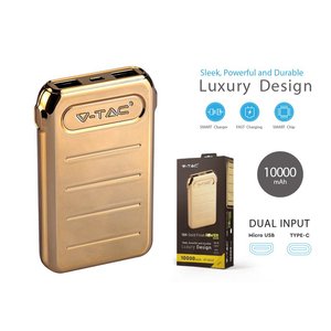 * Presa * portatile Power Bank oro 10000 Mah doppia uscita USB e ingresso Micro USB e Tipo C SKU-8907 - Elettronica / Telefonia e - Product Image 3