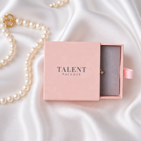 Boîte à bijoux en carton rigide rose de luxe avec logo personnalisé, boîte cadeau avec tiroir coulissant pour collier, bracelet, boucles d'oreilles, bague