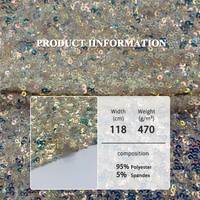 Usine pas cher prix 95% Polyester 5% Spandex Stretch Sequin broderie velours marque perlé Net tissu pour robe de femmes