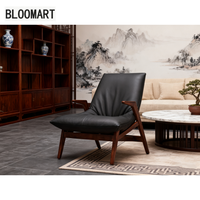 Fauteuil tout cuir avec cadre en acier au carbone pieds en bois de hêtre chaise d'appoint moderne nordique moderne chaise longue en bois de luxe