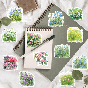 50PCS <span class=keywords><strong>Acuarela</strong></span> primavera paisaje floral planta verde flor mixta lavanda tulipán girasol pegatina - Product Image 5