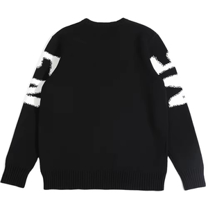 Men's Custom Fashion Black &amp; <strong>White</strong> <strong>Knitted</strong> Pullover Artistic Letter Design Soft Jumper Cotton Jacquard Warm <strong>Sweater</strong> - Product Image 4