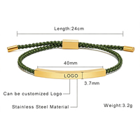 Pulsera de la Amistad Personalizable de Acero Inoxidable Grabable, Pulsera de Cuerda Trenzada Personalizada para Parejas