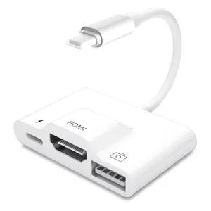 Cabo adaptador de luz para digital, cabo de vídeo compatível com HD-MI 4K, conector USB OTG para câmera, para celular e iPad