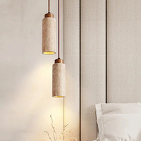 Lampe suspendue en marbre travertin jaune Wabi Sabi LED, angle de faisceau 120°, 3500K blanc chaud, éclairage pour salle à manger et cuisine