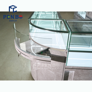 Contador de joyería LOCAL de EE. UU., diseño de tienda de diamantes de plata y oro moderno, quiosco de exhibición de joyería redonda - Product Image 6