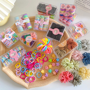 Venta al por mayor de lazos coloridos para el cabello para niños, 90 Uds., diadema elástica de goma empaquetada en caja, accesorios para el cabello de niña pequeña - Product Image 1