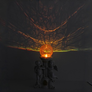 12 pollici in resina solare cherubino vetro Crackle giardino luce che cambia colore effetto | Anno nuovo statua di angelo lampada solare decorazione per esterni - Product Image 5