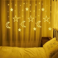 Guirlande lumineuse LED en forme de lune et d'étoiles scintillantes pour la maison du Nouvel An, lumières de Noël, lumières de fête, Luces De Navidad, décoration de chambre pour les fêtes