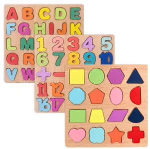 C02293 Bảng Gỗ Bảng Chữ Cái Số Trẻ Em Montessori 3D Học Tập Câu Đố Đầu Giáo Dục Hoạt Động Bảng Đồ Chơi Cho Trẻ Em Bé Trai