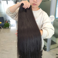 Ekstensi Rambut Vietnam 100% Virgin Single Donor, Gelombang Dalam, 26-28 Inci, Jahitan Mesin Double Weft, Grosir