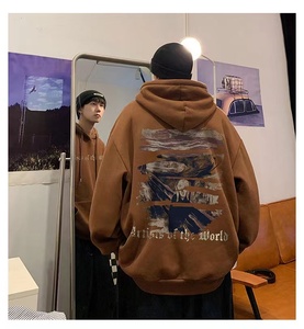 <span class=keywords><strong>Felpa</strong></span> da uomo <span class=keywords><strong>con</strong></span> <span class=keywords><strong>cappuccio</strong></span> stampata retrò in stile americano, marchio oversize e alla moda, Pullover sportivo Casual aderente - Product Image 2