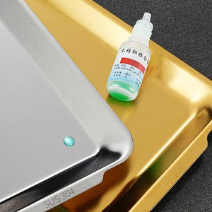 <span class=keywords><strong>Assiette</strong></span> rectangulaire en acier inoxydable de style américain doré de luxe coréen pour barbecue, collation, nourriture occidentale, décoration artisanale - Product Image 5