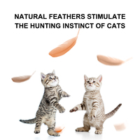 Großer Feder-Katzenangelstab aus Kunststoff und Gummi, modern, umweltfreundlich, einziehbar, mit Glocke, interaktives Katzenspielzeug