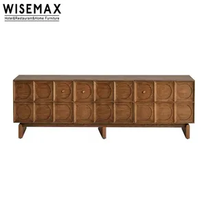 WISEMAX FURNITURE Retro Carving Wooden Rectangle Cabinet Living Dining Room Furniture American Solid Wood TV Stand Sideboard