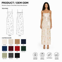 Robe longue florale pour femme, bretelles spaghetti, coupe ajustée, sans manches, encolure droite, longueur ras du sol, pour soirée et fête, vente en gros OEM ODM